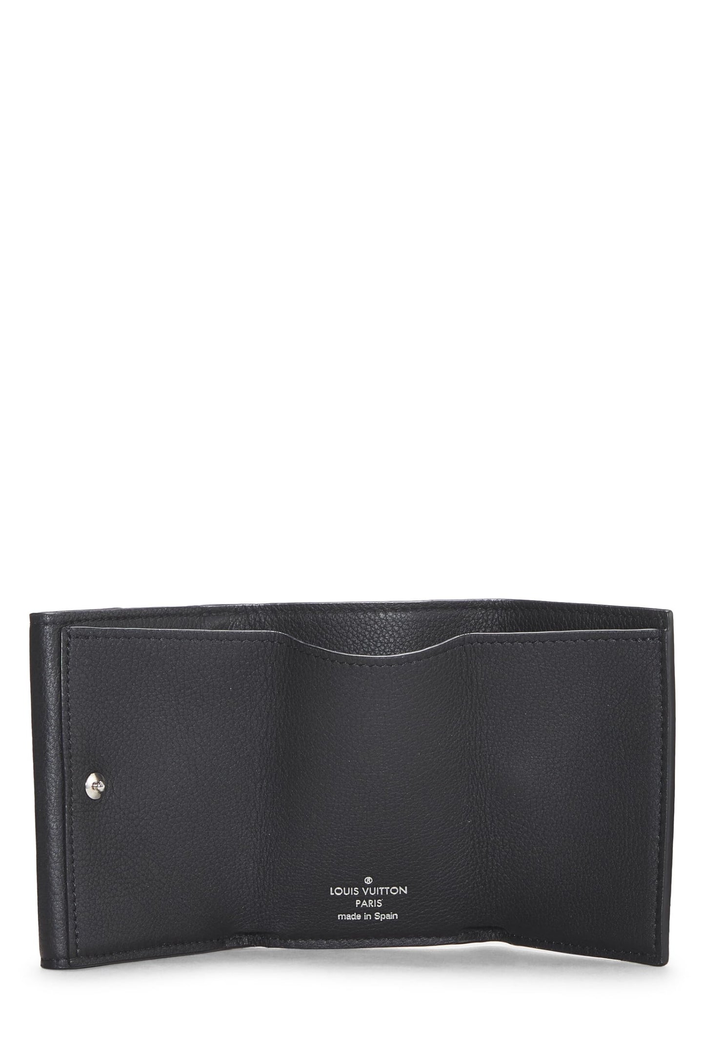 Louis Vuitton, Pre-Loved Black Leather Lock Me Wallet Mini, Black