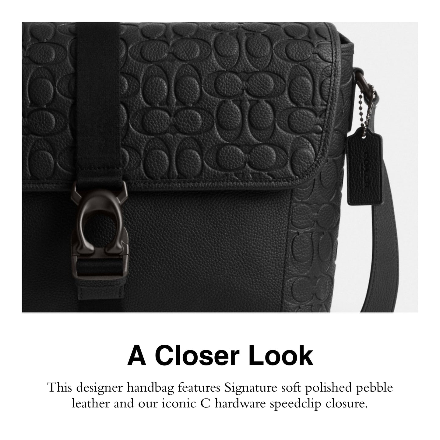 Coach Beck Messenger in Signature Pebble Leather, Black