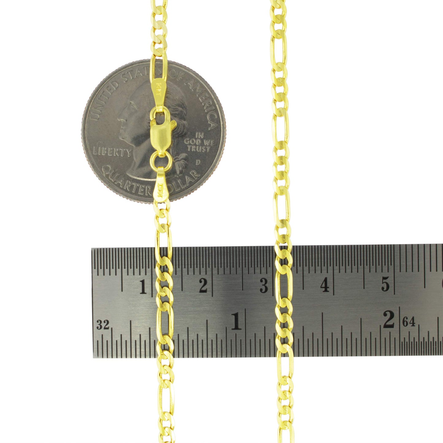Nuragold 14k Yellow Gold 3.5mm Figaro Chain Link Bracelet or Anklet, Mens Womens Jewelry 7" 7.5" 8" 8.5" 9"