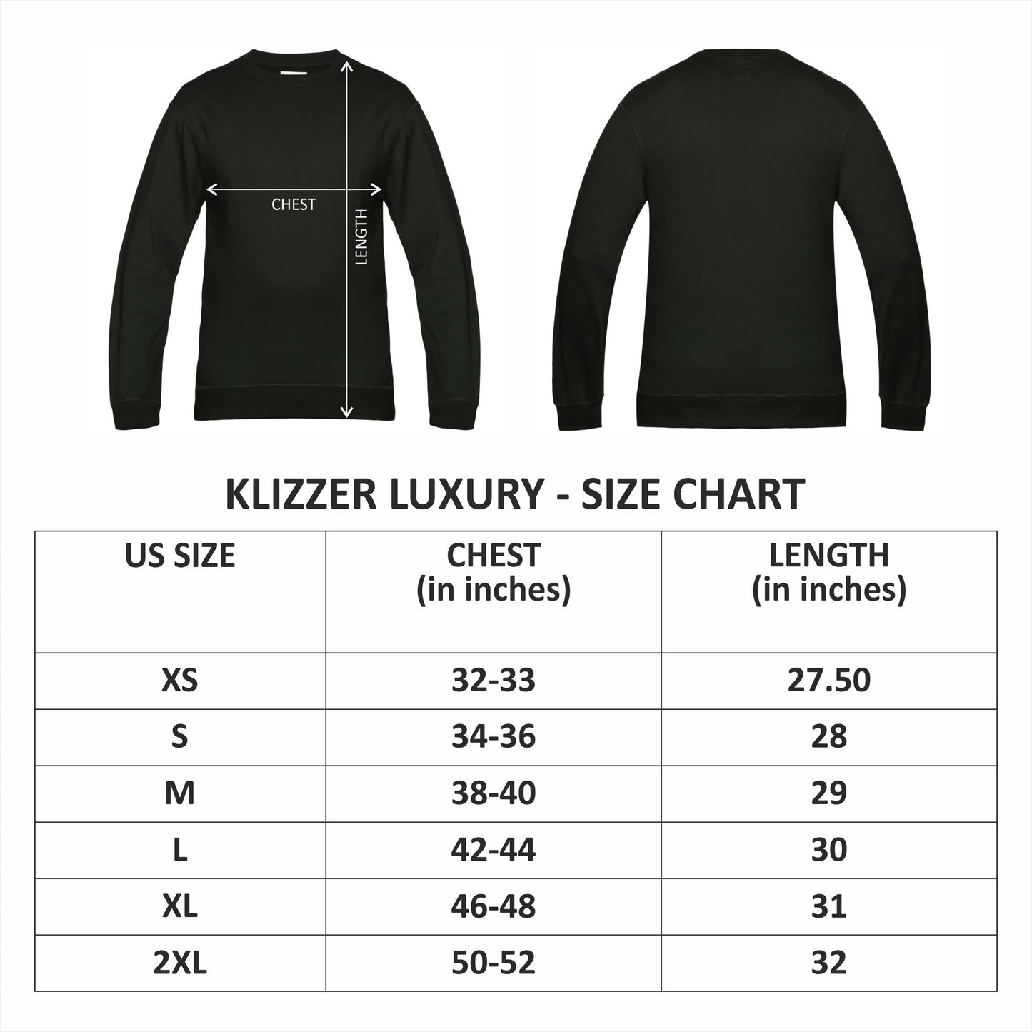 Klizzer Luxury Mens Pullover - Crewneck Sweatshirt Men - 100% Cotton Soft Warm Regular Fit Unisex Fleece Pullover Sweater Heavyweight Shirts Thick Winter Men’s Clothes (Black, M)