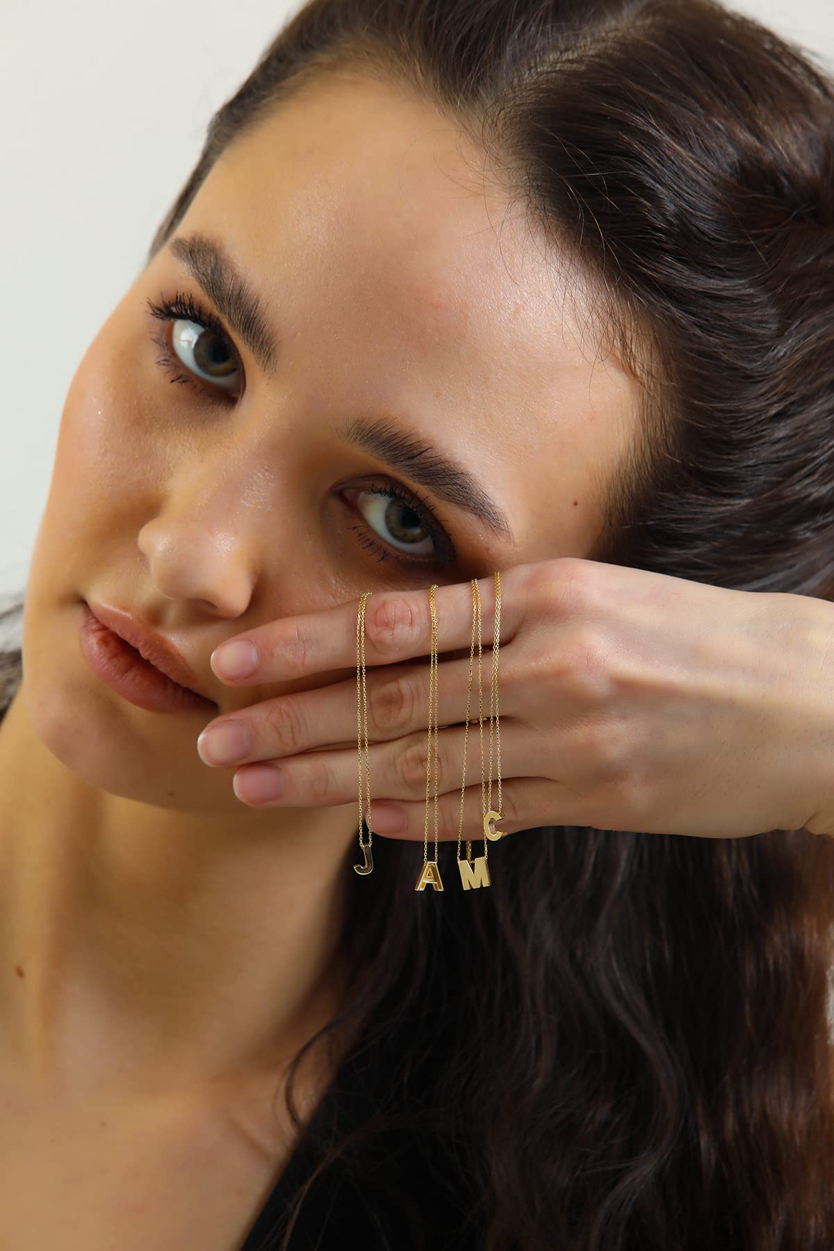 Wish Carat 100% 14k Pure Gold Necklace - Non Tarnish Dainty Charm Personalized Initial Necklaces for Women, Teen Girls, Mom, Daughter, Grandma | Custom Pendant Jewelry for Birthday, Mothers Day Gifts