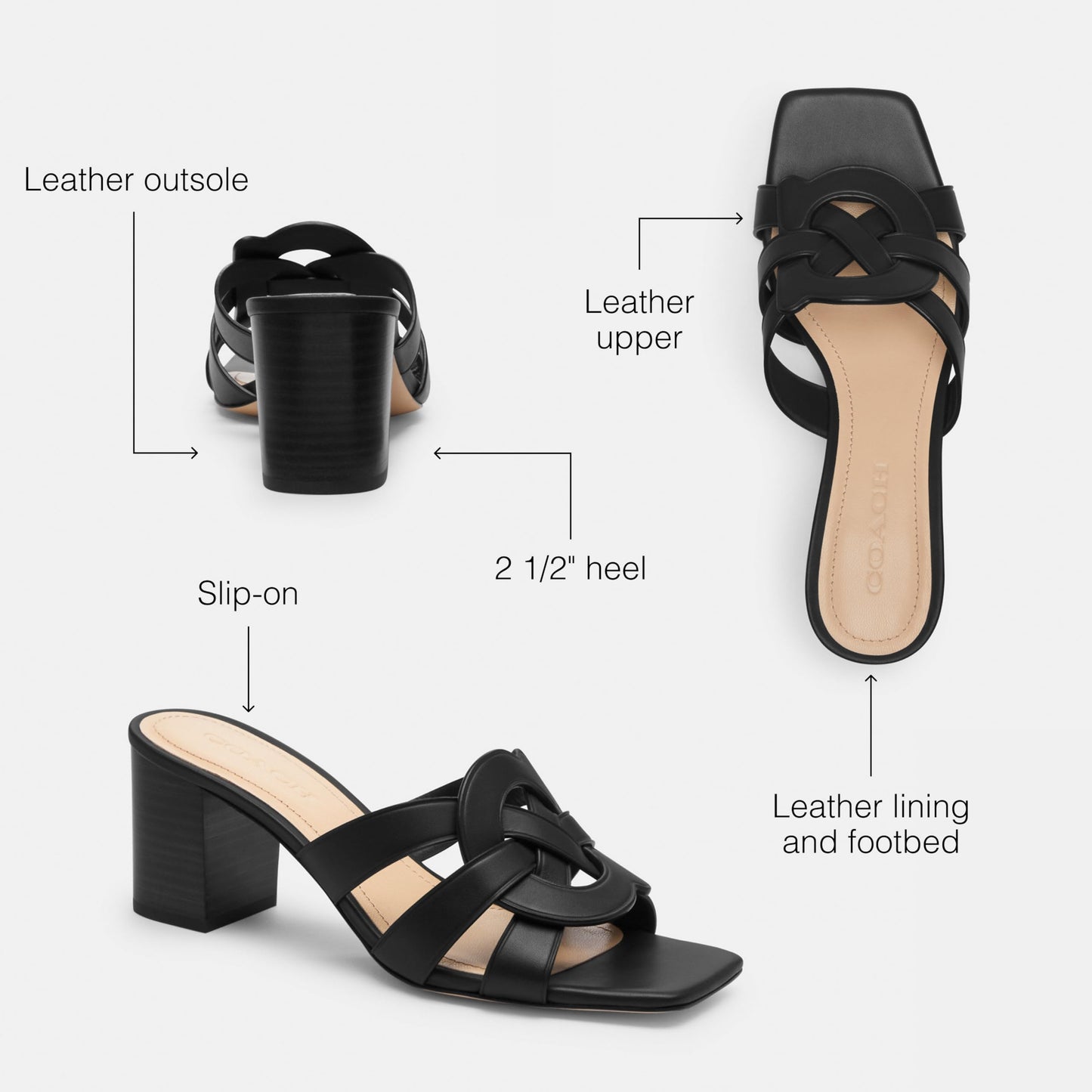 Coach Women's Nikki Sandal, Black, 8