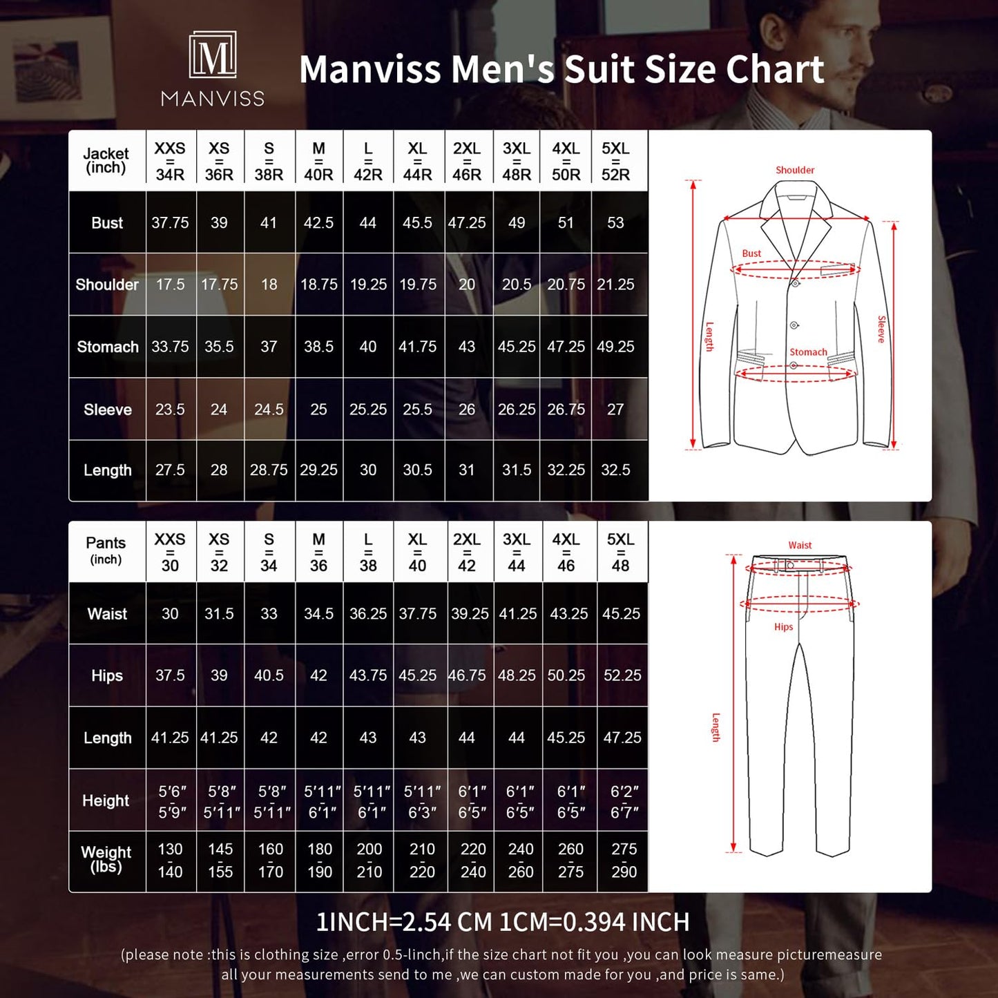 Manviss Luxury Mens 2 Pieces Suit Slim Fit Dinner Tuxedo Blazers Pants Outfit with Rhinestone for Prom,Party,Wedding