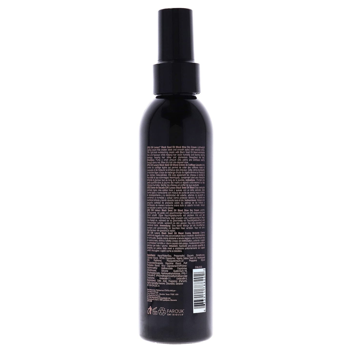 CHI Luxury Black Seed Oil Blow Dry Cream, Moisturizing Styling Cream For Sleek & Smooth Hair, Light-Hold, Sulfate, Paraben & Gluten-Free, 6 Oz