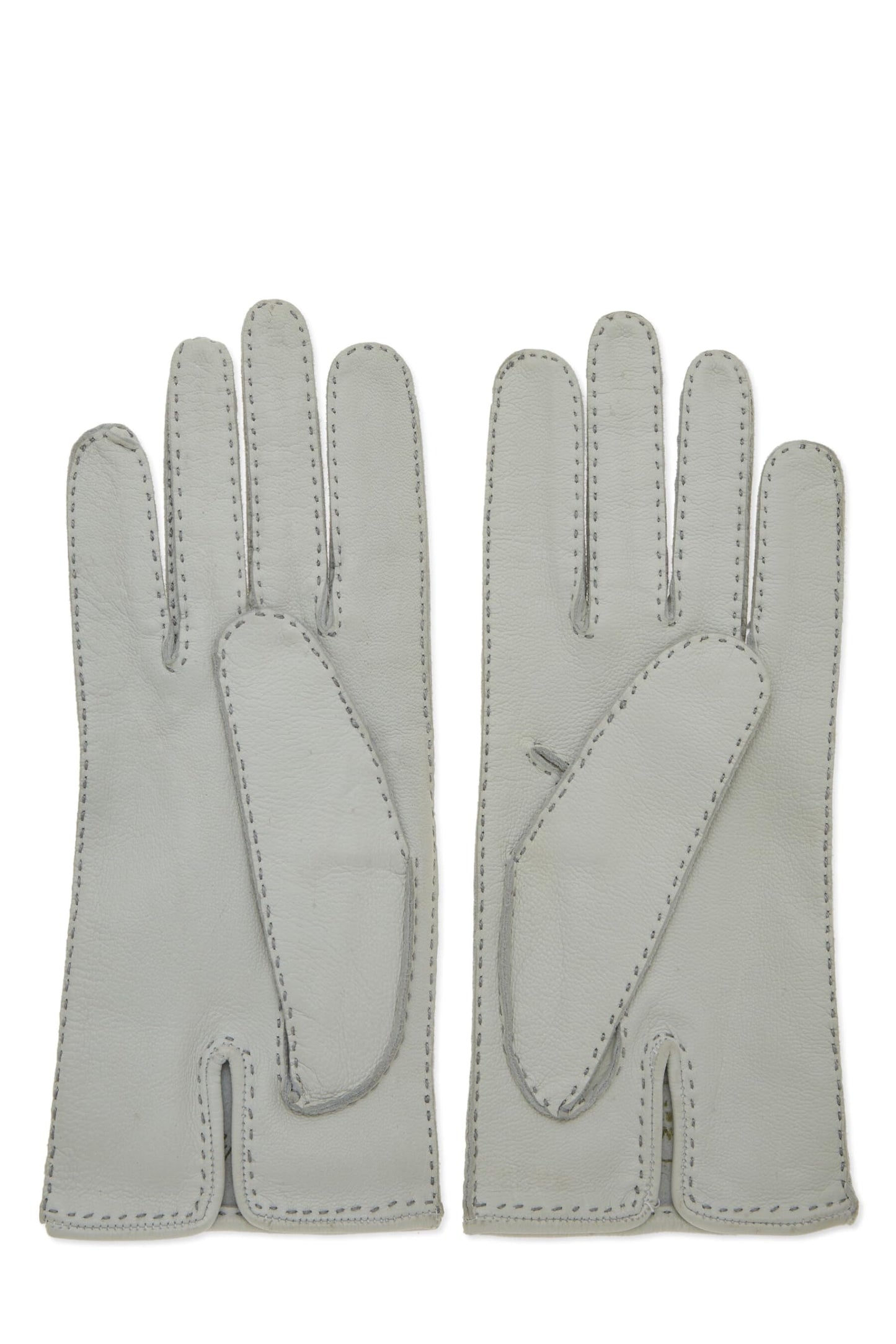 Hermès, Pre-Loved White Lambskin Facile Gloves, White