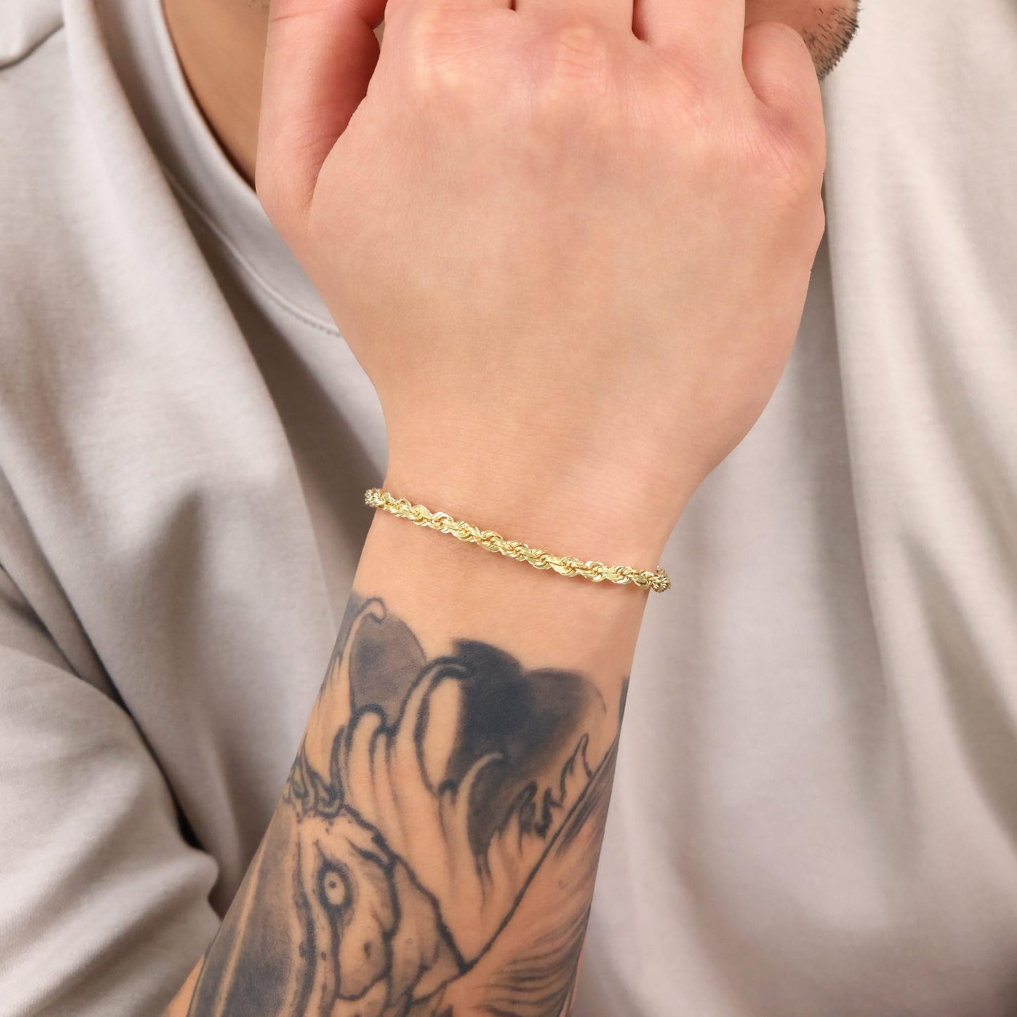 Nuragold 14k Yellow Gold 4mm Solid Rope Chain Diamond Cut Link Bracelet, Mens Jewelry 7" 7.5" 8" 8.5" 9"