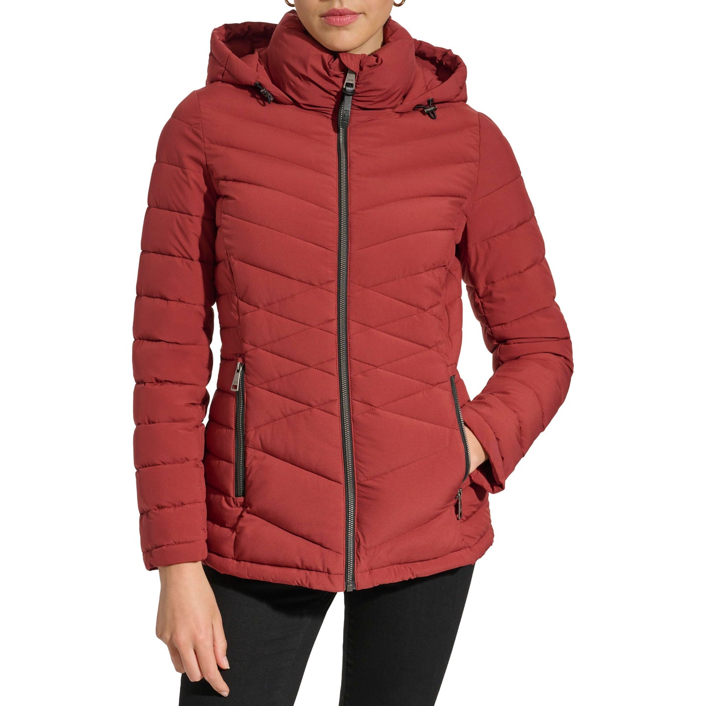 DKNY Women's Hooded Light-Weight Puffer, Bricklane