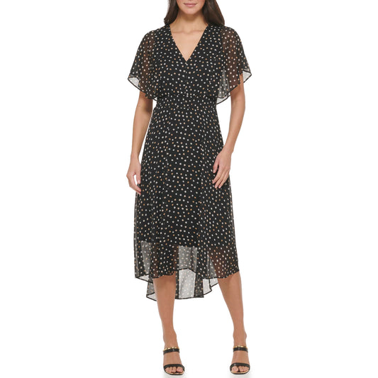 DKNY Women's Fit and Flare Midi Dress, BLK Multi