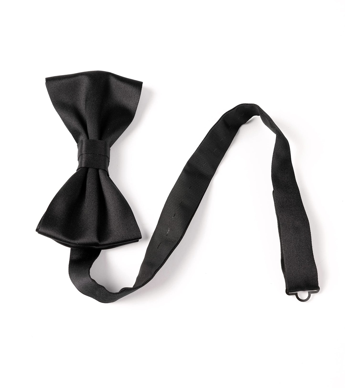 Remo Sartori Made in Italy Men's Pre-Tied Bow Tie for Tuxedo, Adjustable, Silk (Satin Black)