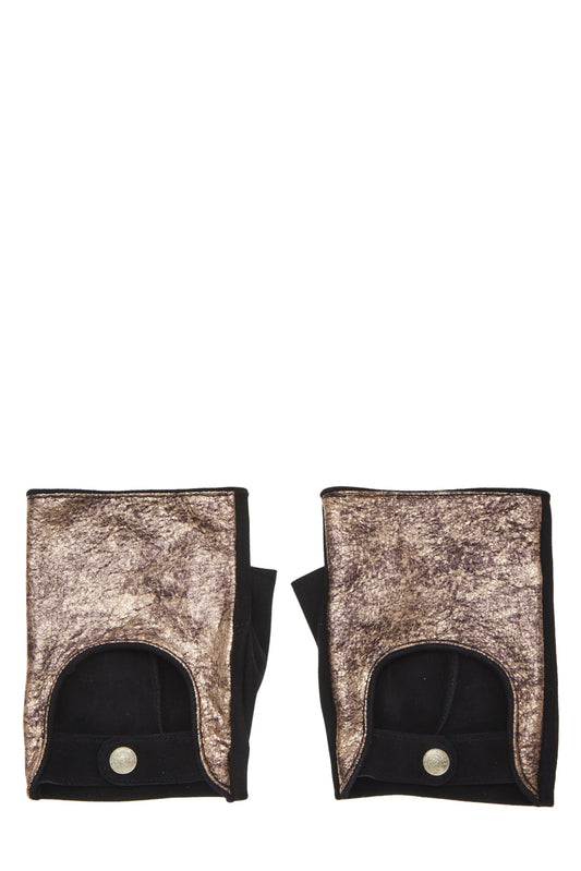 Chanel, Pre-Loved Metallic Leather Fingerless Gloves, Multi