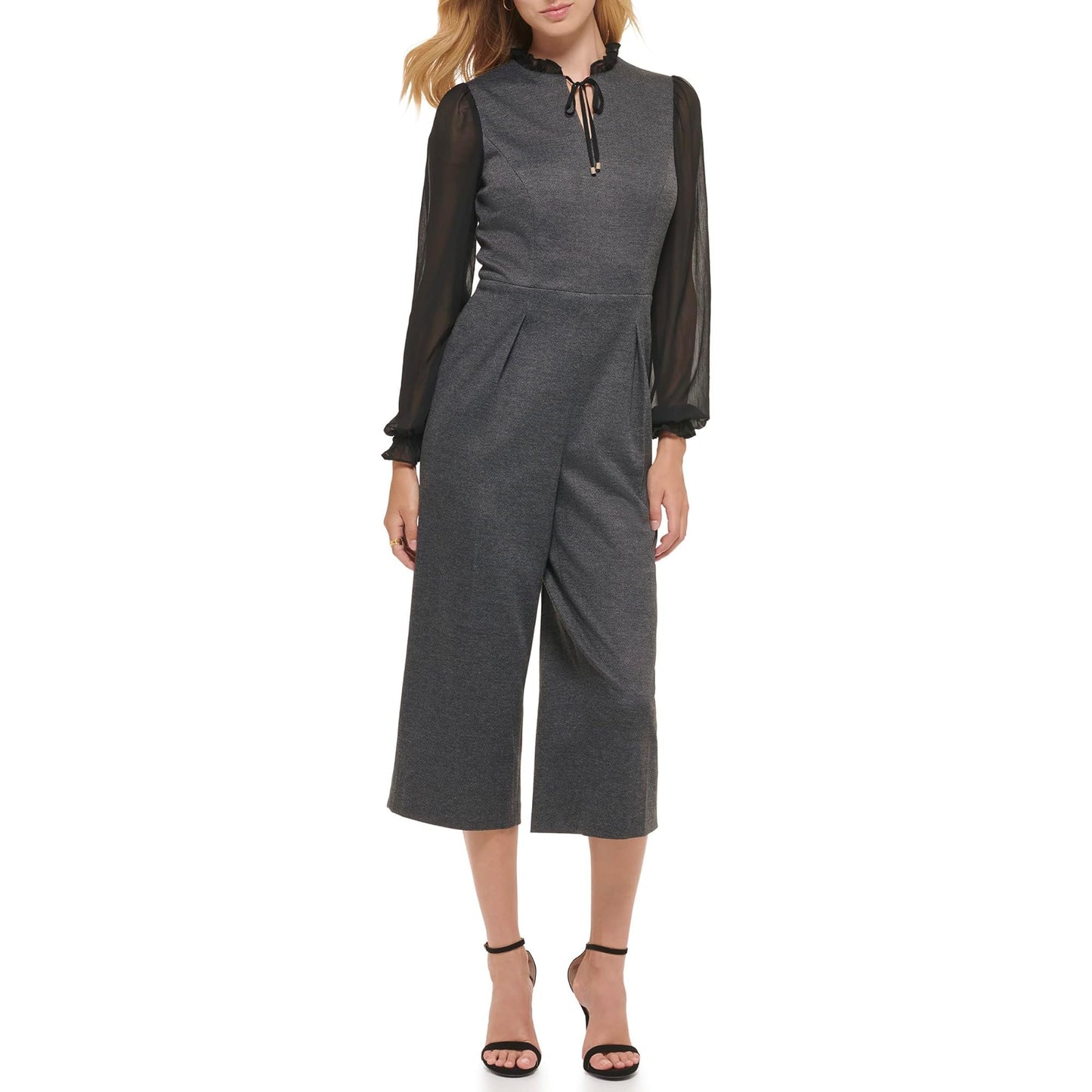 Tommy Hilfiger Herringbone Twofer Jumpsuit Dark Grey/Black 14