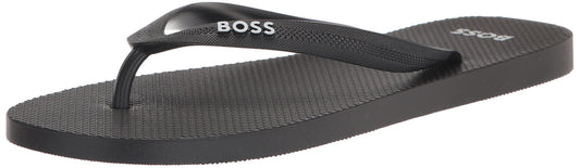 BOSS Womens Big Logo Flip Flops Slipper, Black Oil, 10-11 US