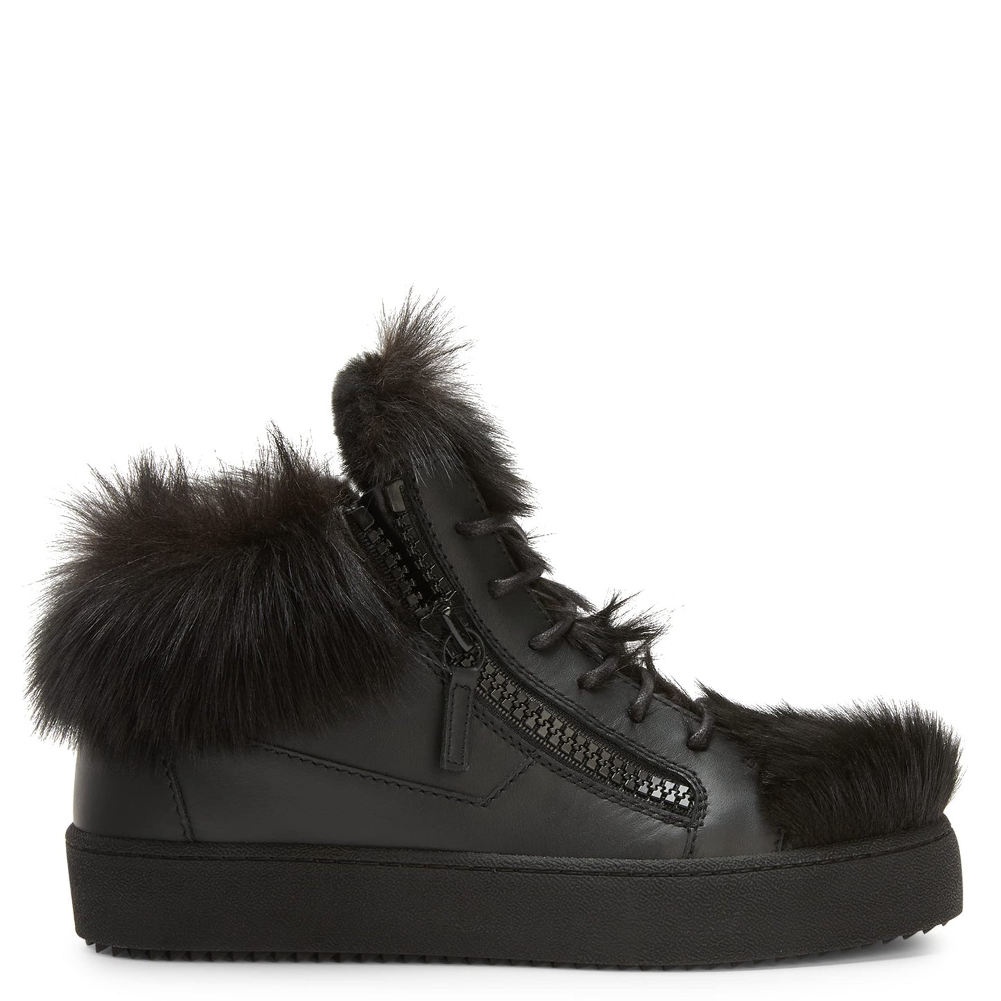 Giuseppe Zanotti, Marlena Winter Mid-Top Sneakers, 6, Black