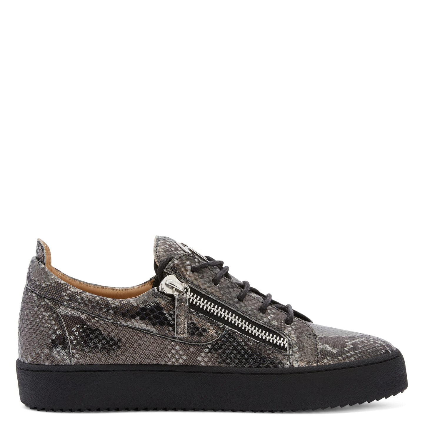 Giuseppe Zanotti, Frankie Reptile-Print Low-Top Sneakers, 8, Black