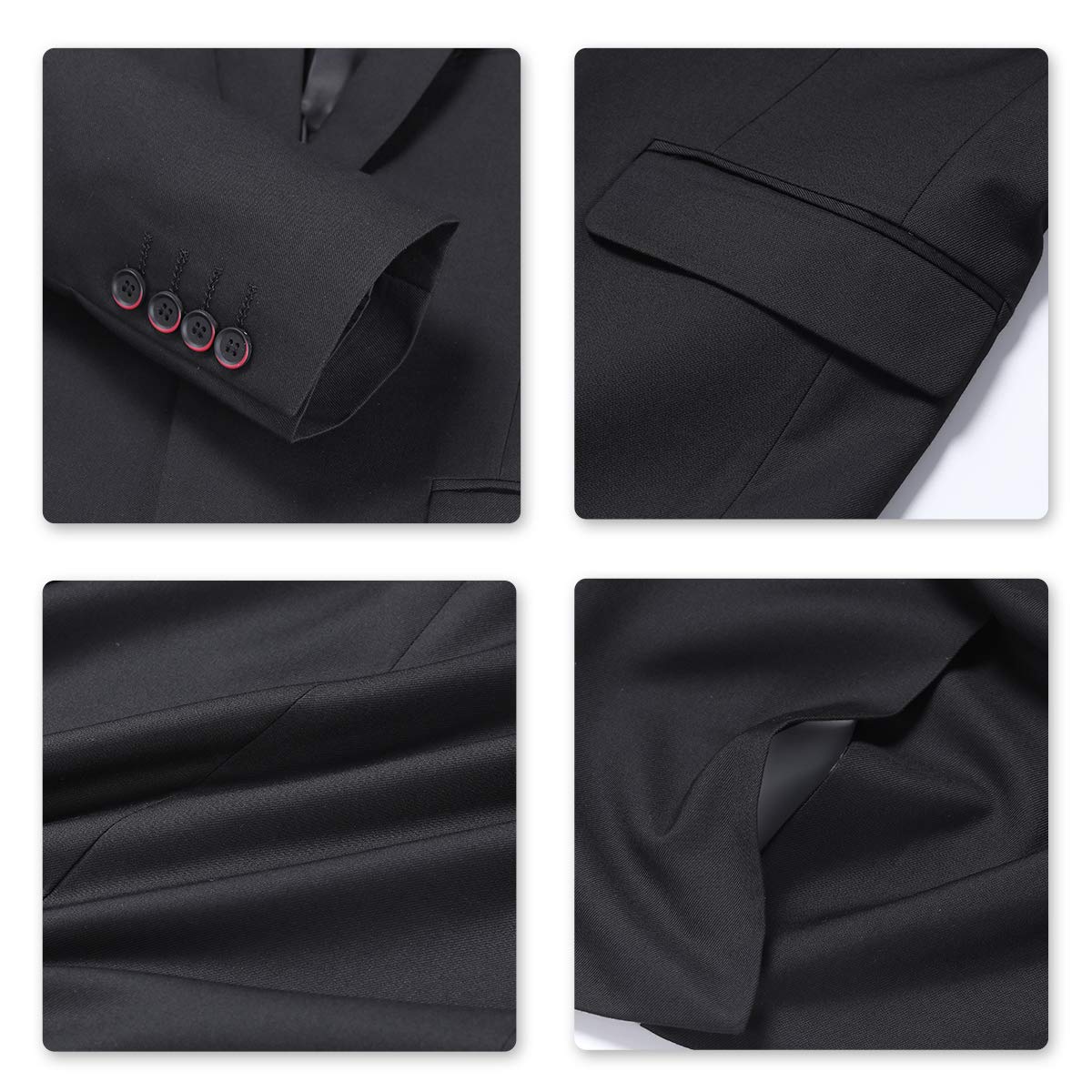 Cloudstyle Mens Stylish 3 Piece Dress Suit Classic Fit Wedding Formal Jacket & Vest & Pants Black