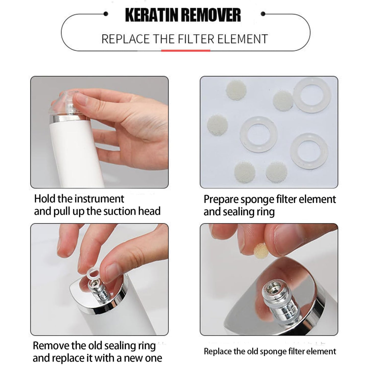 Keratin Remover, Blackhead Remover Pore Vacuum - Electric Face Vacuum Pore Cleaner Acne White Heads Removal with 3 Modes and 4 Suction Heads, Extractions Tool (White)