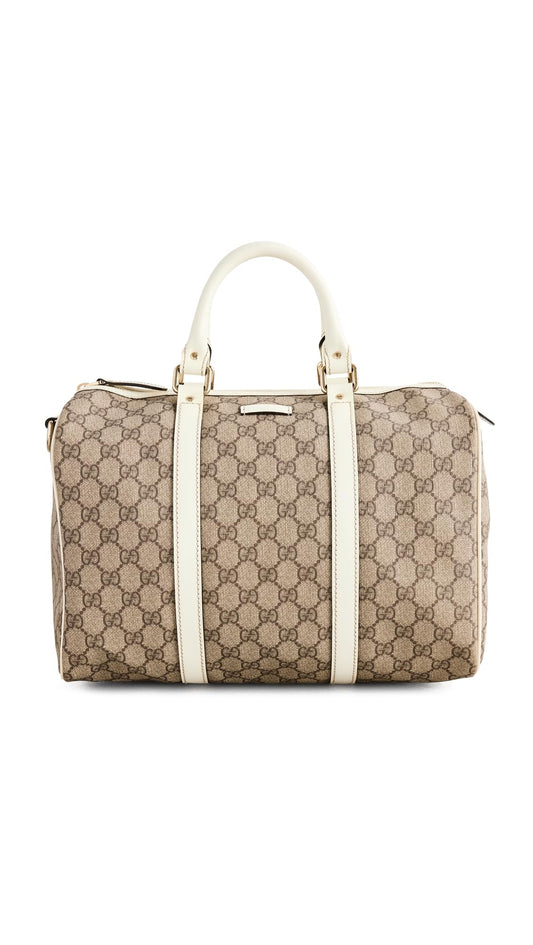 Gucci Women's Pre-Loved Gucci White Coated Canvas Joy Boston Duffle, White, One Size