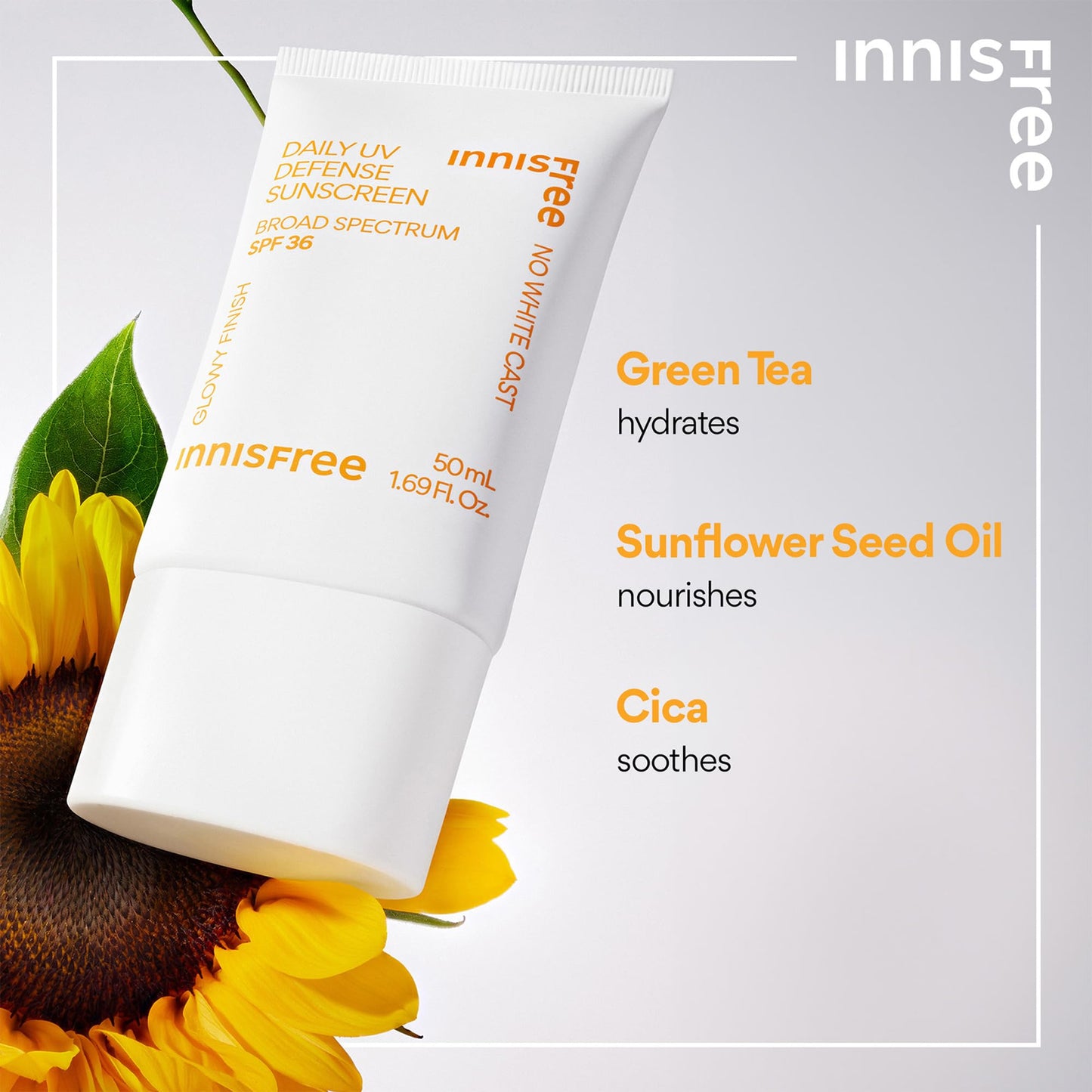 innisfree Daily UV Defense Sunscreen Broad Spectrum SPF 36, Invisible Korean Sunscreen with No White Cast (Packaging May Vary)