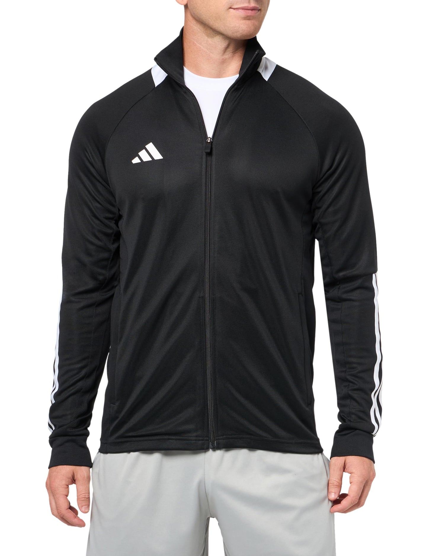 adidas Men's Sereno Cut 3-Stripes Slim Track Jacket, Black/White