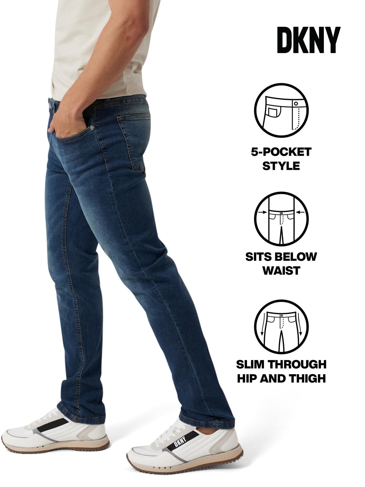 DKNY Jeans for Men - Premium Soft Slim Fit Mens Stretch Jeans