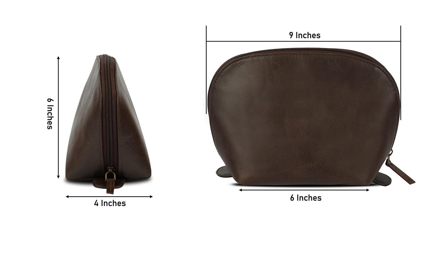 The Antiq Leather Cosmetic Case, Travel makeup Bag, Leather Toiletry Bag, Luxury Makeup Pouch, Leather Cosmetic Pouch, Makeup Essentials Organiser Pouch for Men and Women - Brown