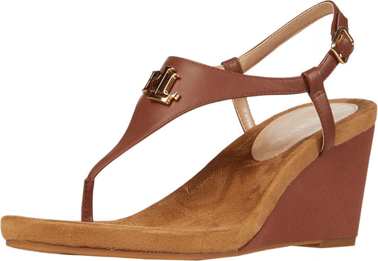 Lauren Ralph Lauren Jeannie Wedge Sandal Polo Tan 8.5 B (M)