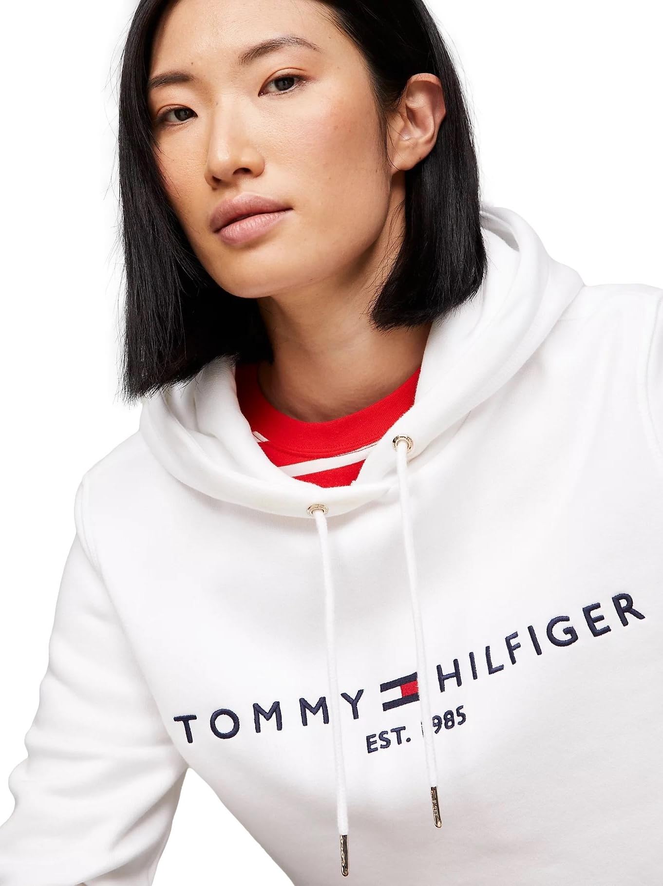 Tommy Hilfiger Womens Classic Fashion-hoodies, (Fall/Winter 2024) Perfect White, Large US