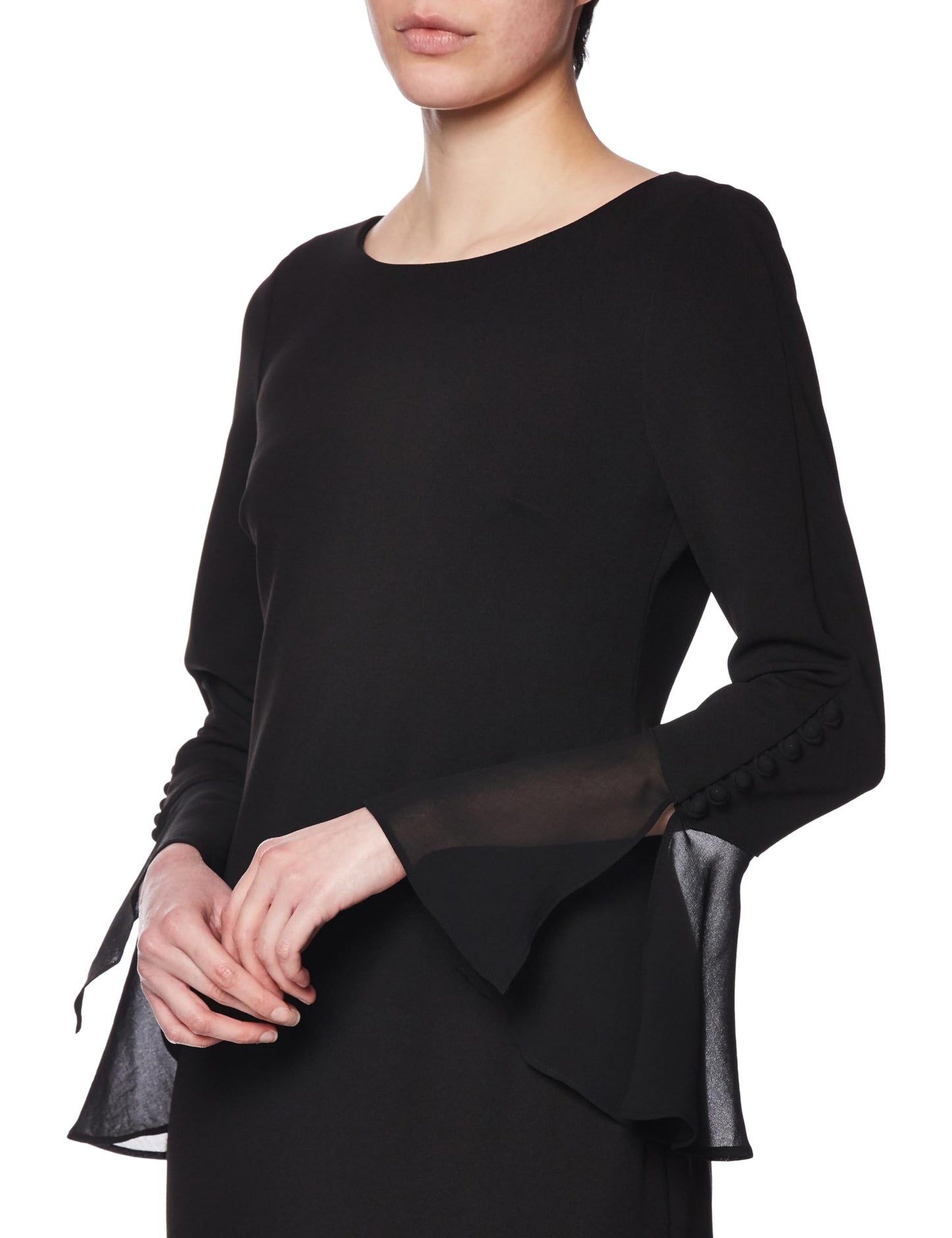 Calvin Klein Women's Chiffon Bell Sleeve Sheath Dress, Black