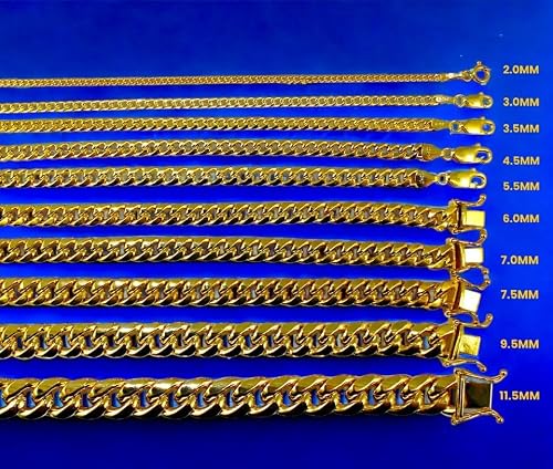 10K Yellow Gold Miami Cuban Necklace Bracelet Chain Men Women Jewelry 1.1g | 2mm | 7 Inches | MADE IN ITALY