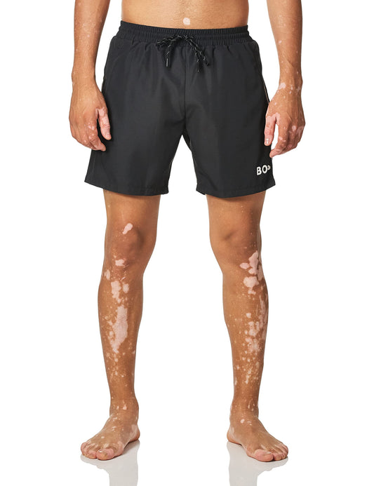 BOSS mens Medium Length Quick Dry Swim Trunks, Black, Small US