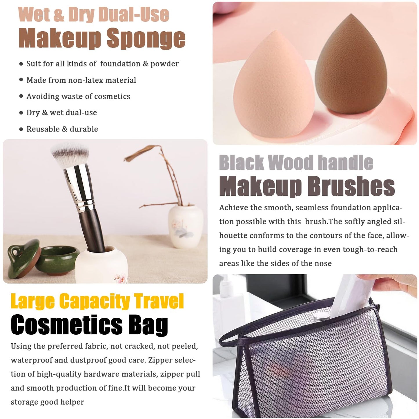 All in One Makeup Kit for Women,Includes Naked Eyeshadow,Liquid Foundation,Lipstick Set,Mascara,Makeup Brush,Makeup Sponge,Eyebrow Powder,Eyebrow Soap,Eyeliner Stamp,Primer,Contour Stick,Makeup Bag