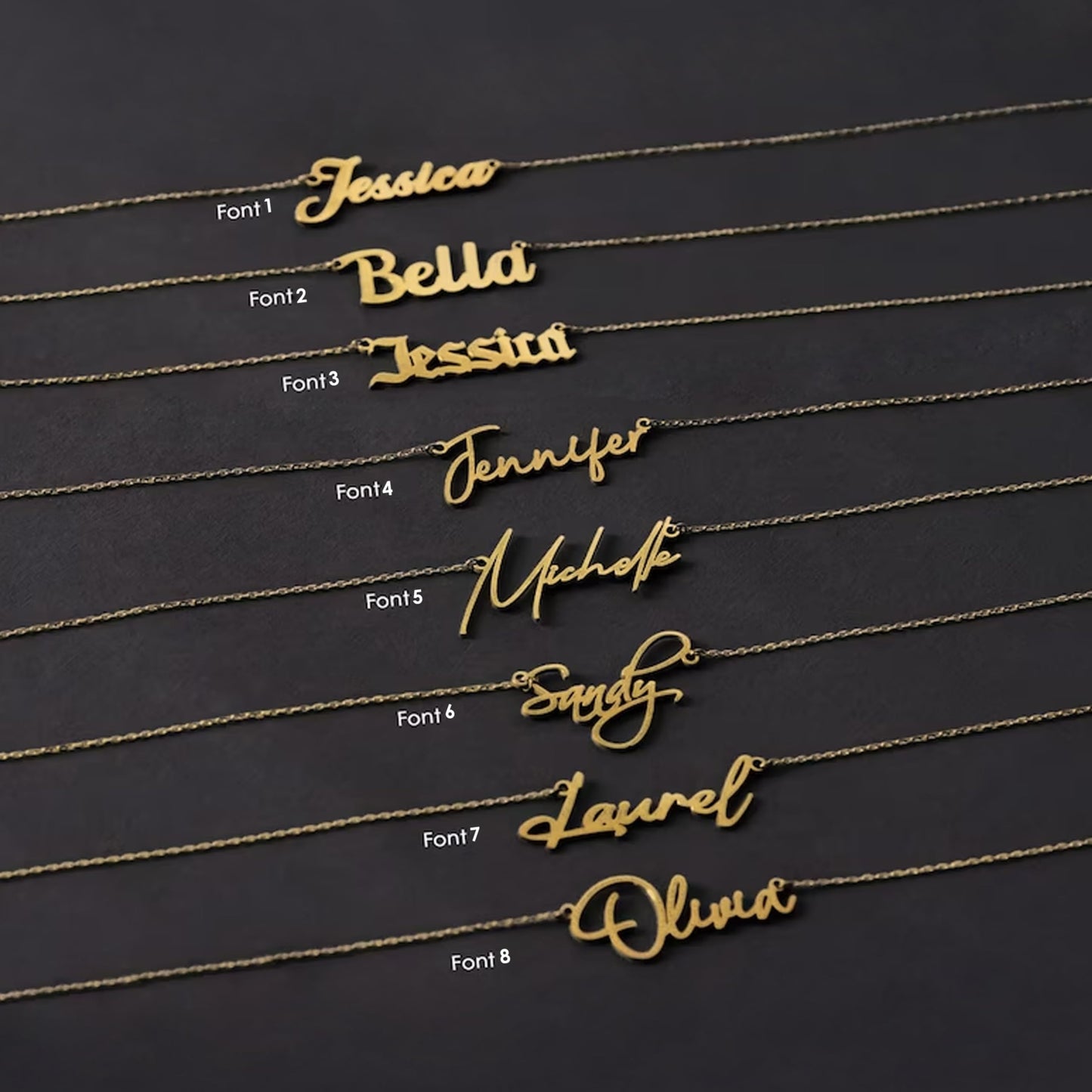 MIONZA 14K Solid Gold Custom Name Necklace For Women, Name Necklace Personalized, Nameplate Customized Pendant, Personalized Jewelry, 14K Solid Gold and Gold Plated Options Gift for Her