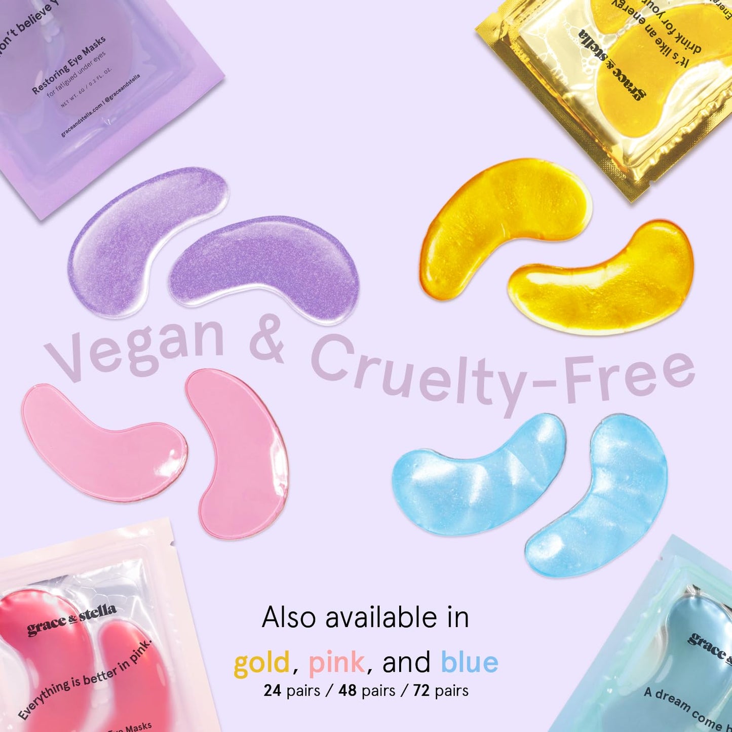 grace & stella Purple Eye Treatment Gels - Dermatologist Tested - Under Eye Masks With Retinol - Restoring Under Eye Patches for Puffy Eyes and Dark Circles - Vegan, Cruelty-Free, 24 Pairs