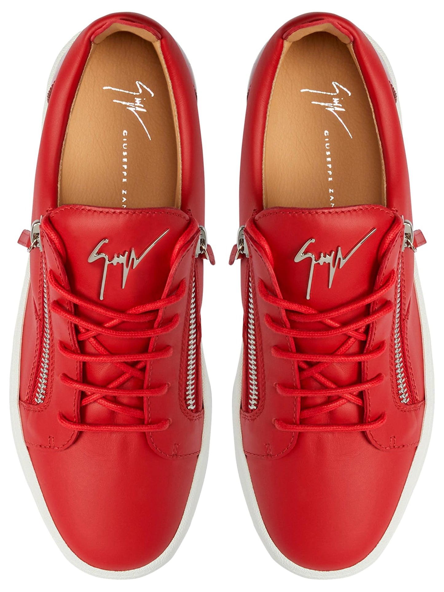 Giuseppe Zanotti, Frankie Low Top Mirror Effect Sneakers Sneakers, 6, Red