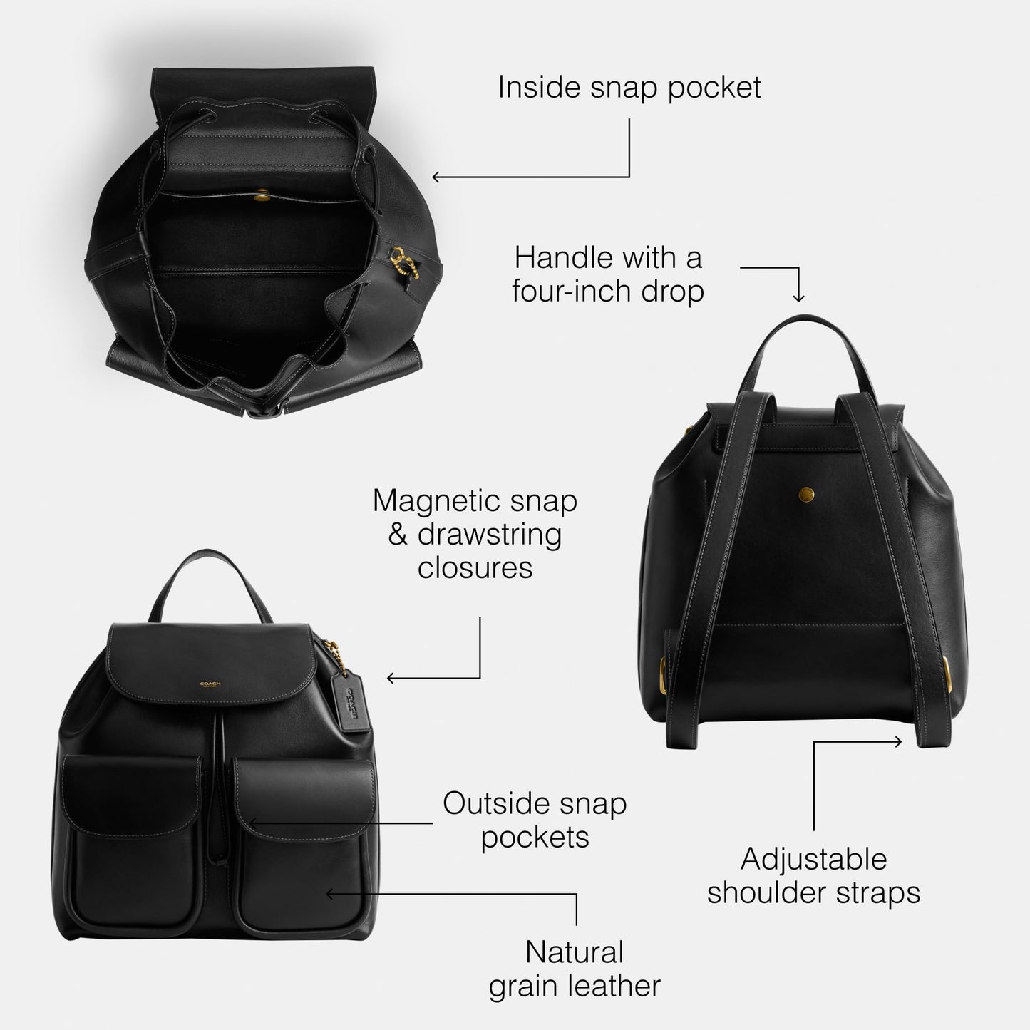 COACH Women's Crosby Backpack 28, B4/Black, Standard