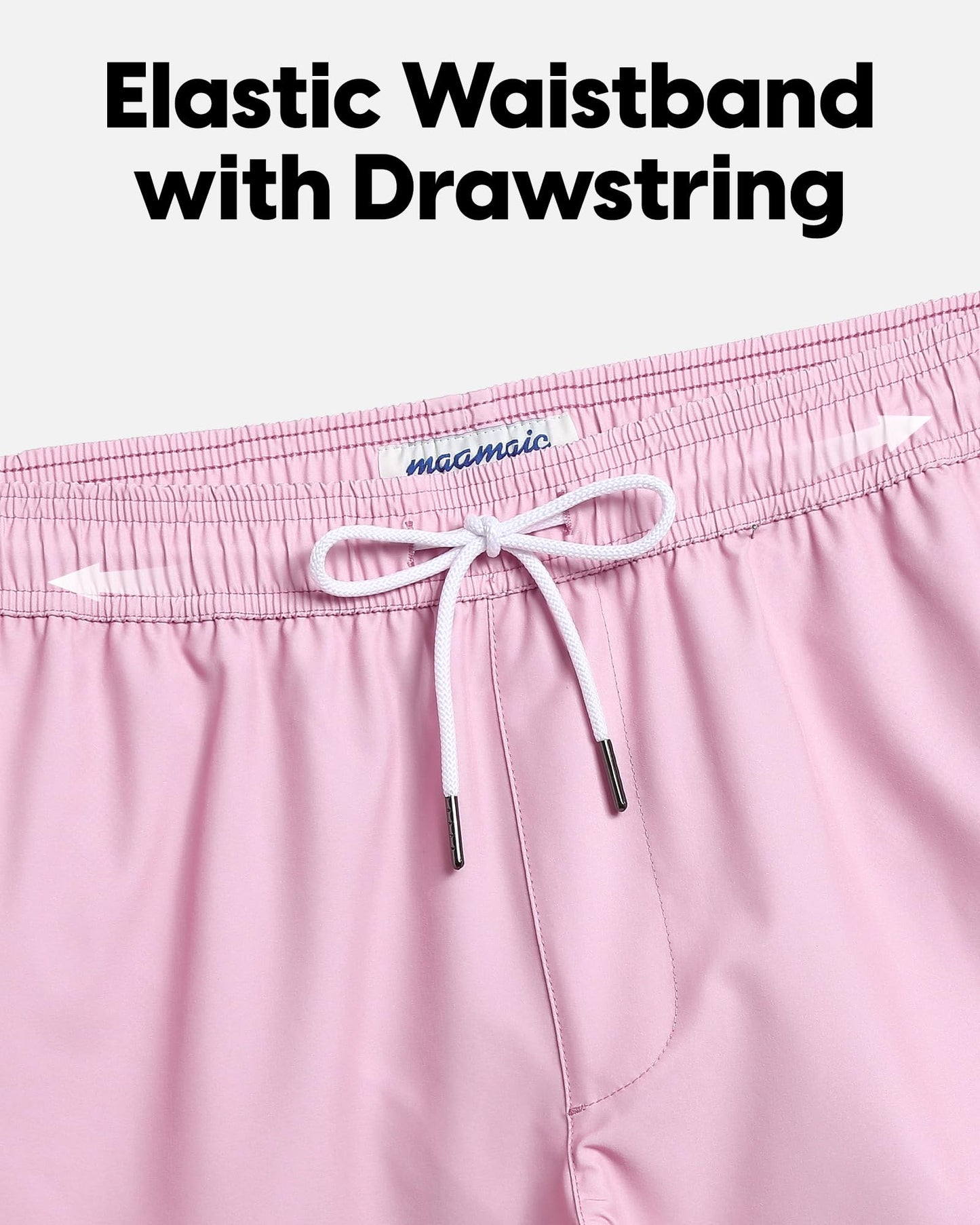 maamgic Mens Swim Trunks 5" Quick Dry Beach Shorts Stretch Swimming Trunks Shorts with Mesh Lining Zip Pockets Pink Large