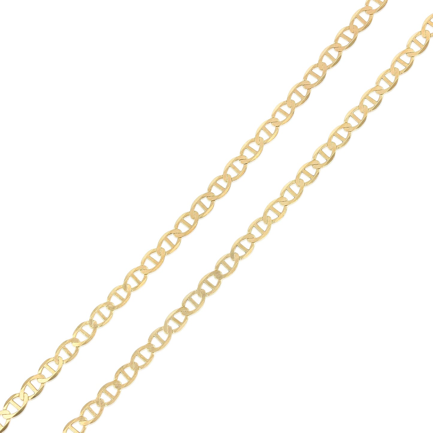 Ioka - 14K REAL Yellow Solid Gold 2.5mm Flat Mariner Chain Necklace with Lobster Clasp - 20"
