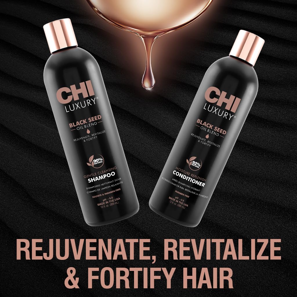 CHI Brand Luxury Black Seed Oil Blend Gentle Cleansing Shampoo & Moisture Replenish Conditioner 12 Fl Oz Each (pack Of 2)