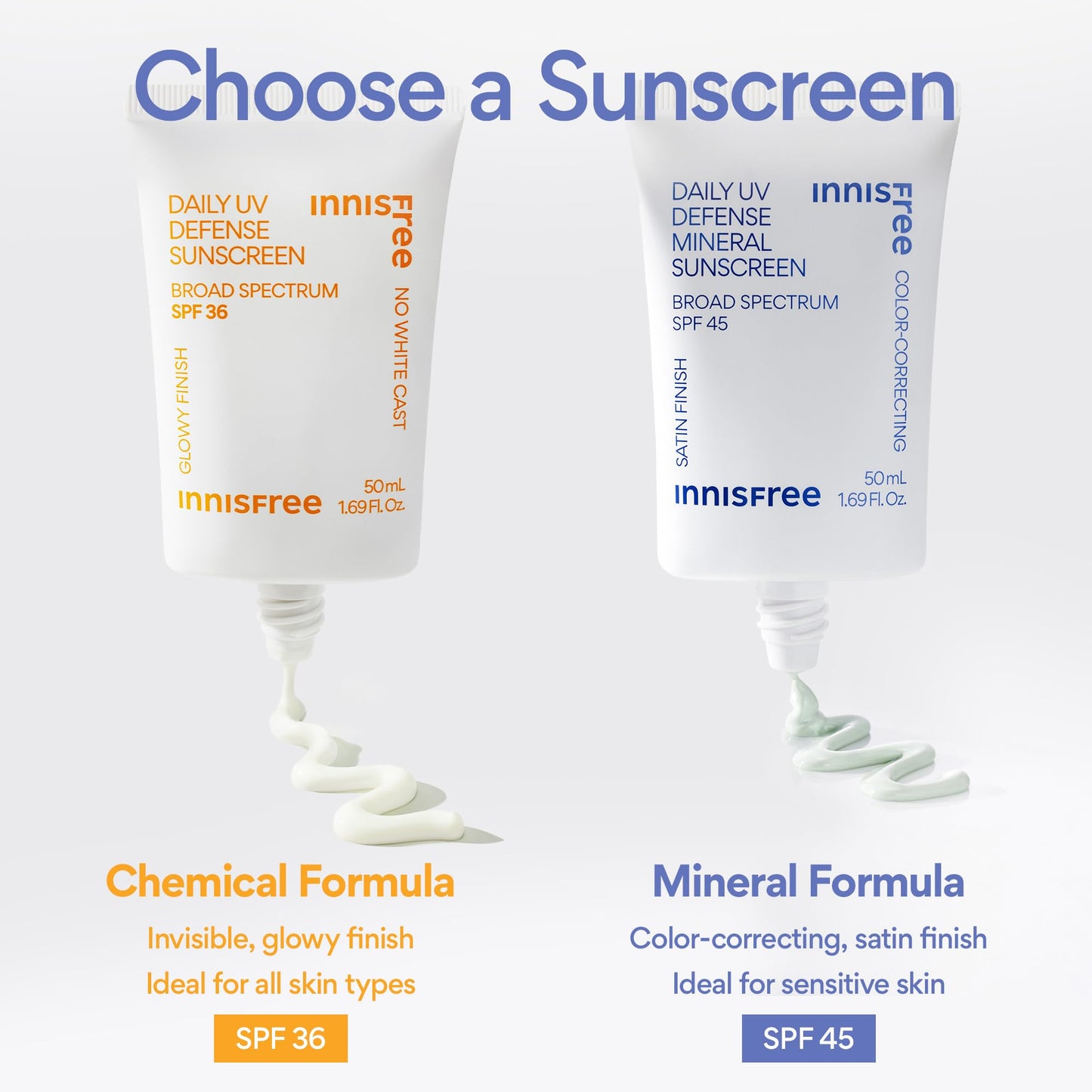 innisfree Daily UV Defense Sunscreen Broad Spectrum SPF 36, Invisible Korean Sunscreen with No White Cast (Packaging May Vary)