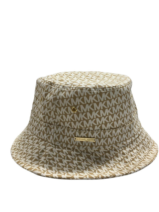 Michael Kors Women's Bone White Khaki MK Logo Bucket Hat (Khaki White)