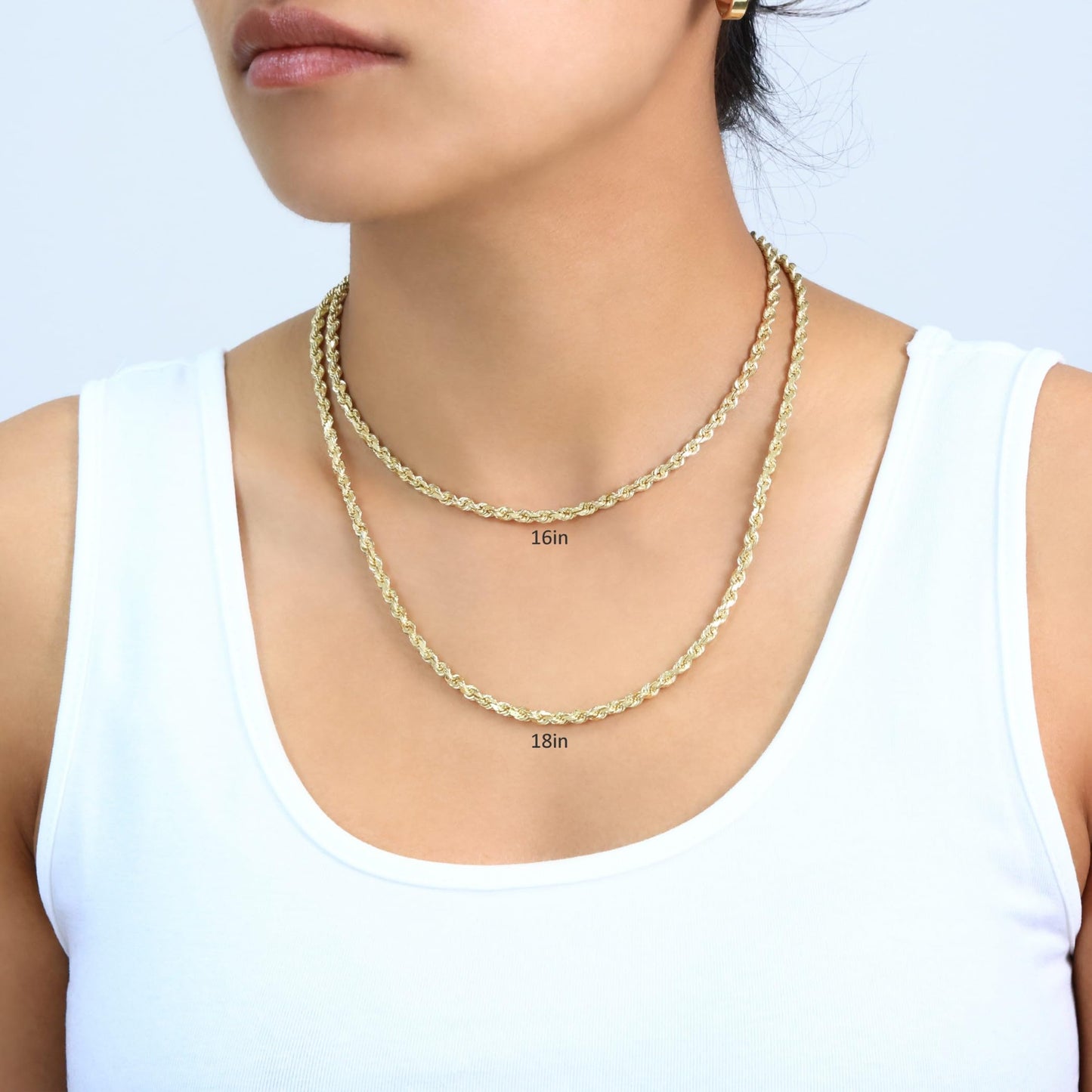 Nuragold 14k Yellow Gold 4mm Solid Rope Chain Diamond Cut Link Pendant Necklace, Mens Jewelry 18" 20" 22" 24" 26" 28" 30"