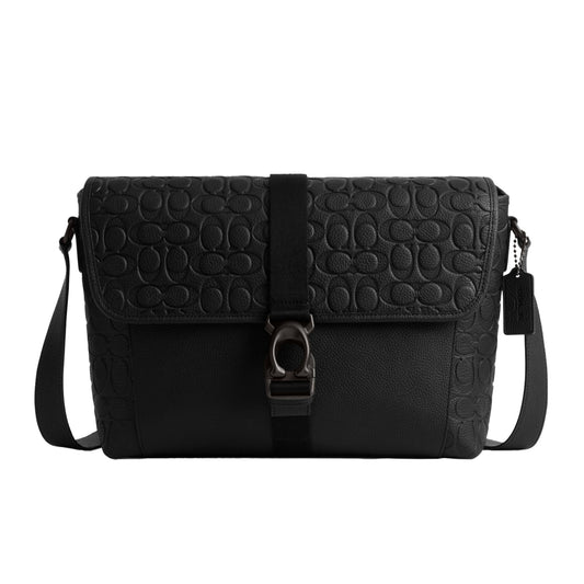 Coach Beck Messenger in Signature Pebble Leather, Black