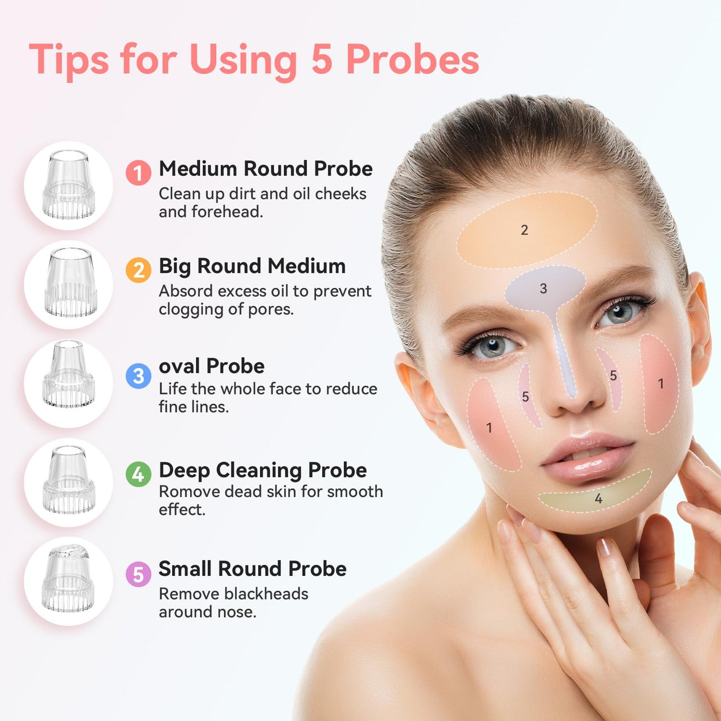 Newest Blackhead Remover Pore Vacuum Upgraded Facial Pore Cleaner Electric Comedone Whitehead Extractor Tool-5 Suction Power,5 Probes,USB Rechargeable Blackhead Vacuum Kit for Women & Men