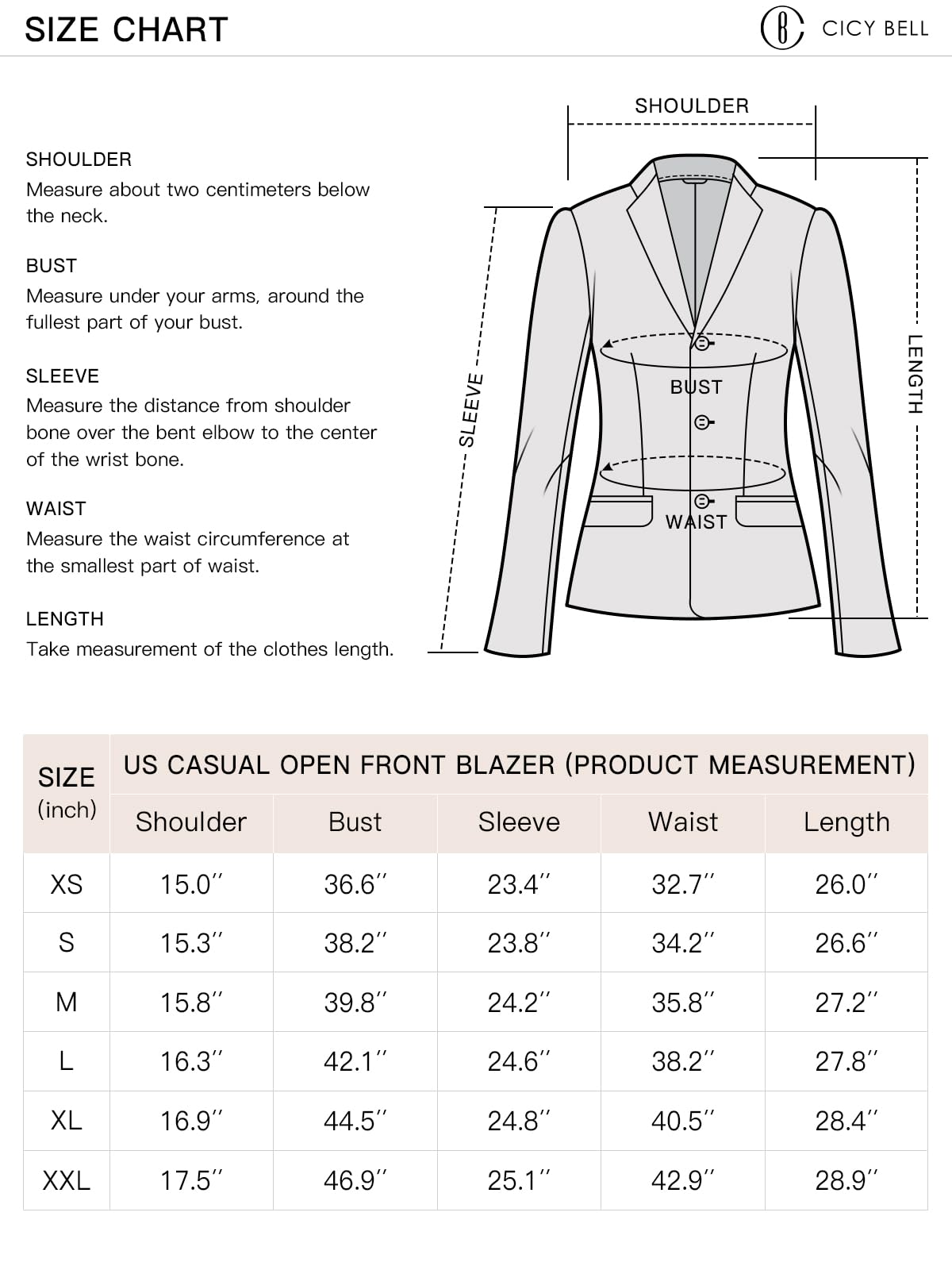 Cicy Bell Womens Casual Blazers Open Front Long Sleeve Work Office Jackets Blazer(Black&Grey,Small)