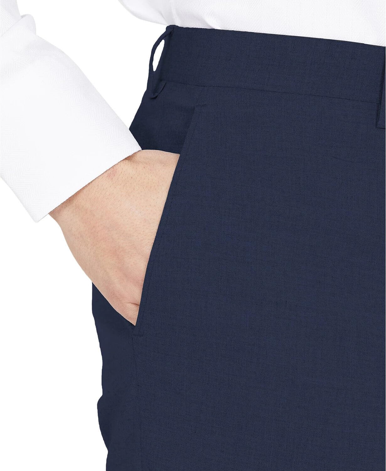 DKNY Men's Modern Fit High Performance Separates Suit Pants, Navy Solid, 38W x 32L
