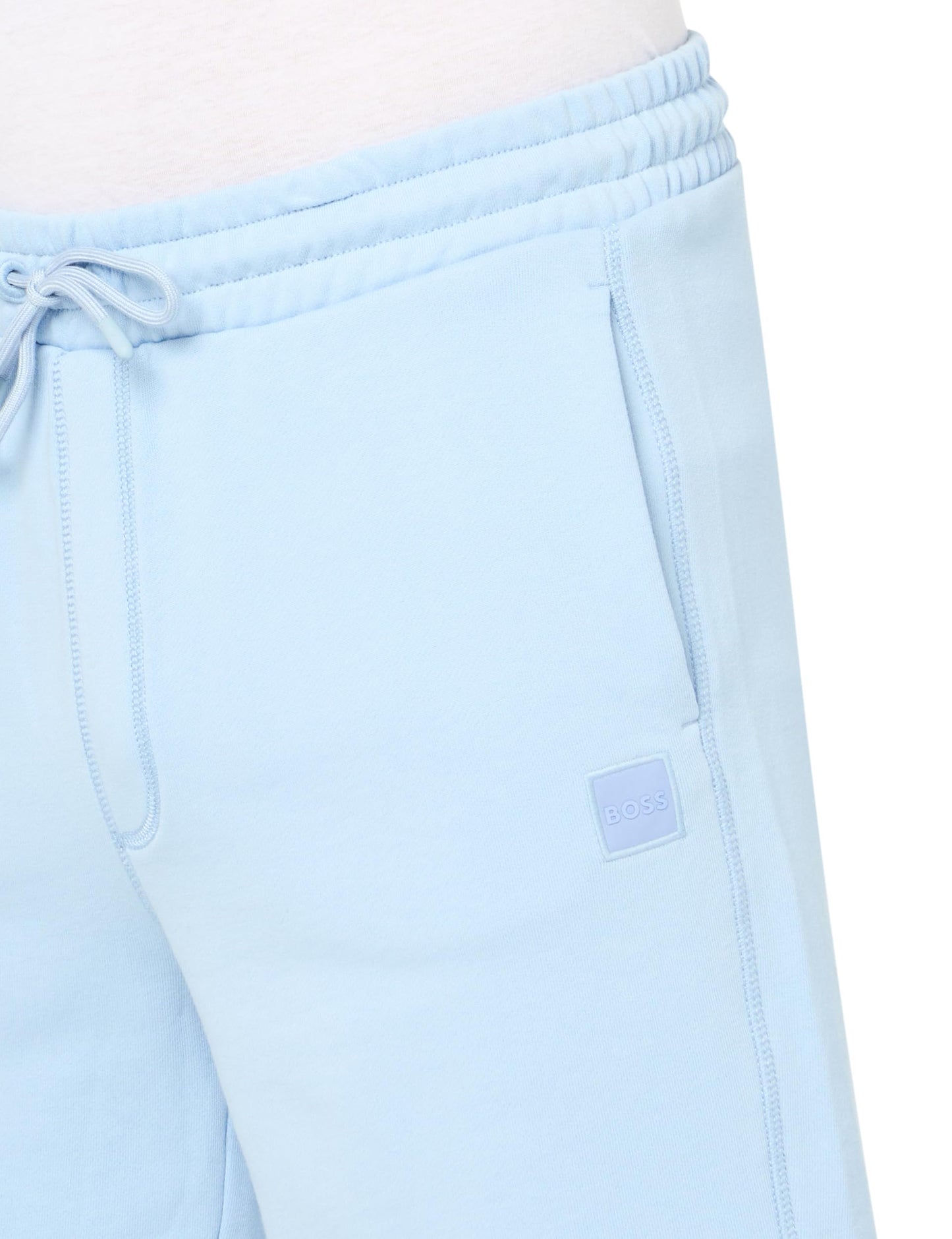 BOSS Tonal Logo Soft French Terry Shorts Chambray Blue