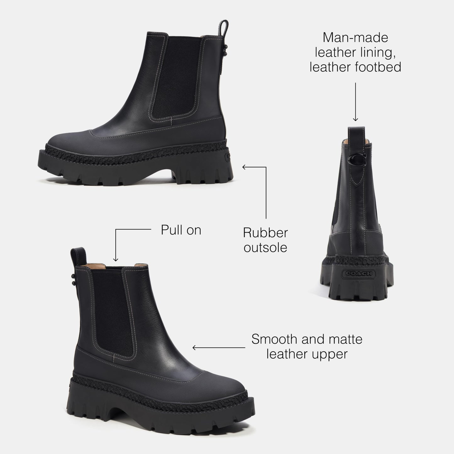 Coach Women's Jayla Leather Bootie Ankle Boot, Black, 8
