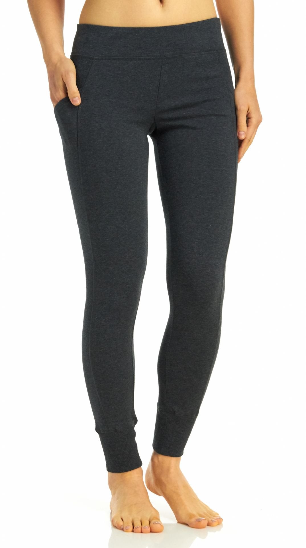 Calvin Klein Women's Premium Performance Double Waistband Moisture Wicking Legging (Standard and Plus), Slate Heather, Large