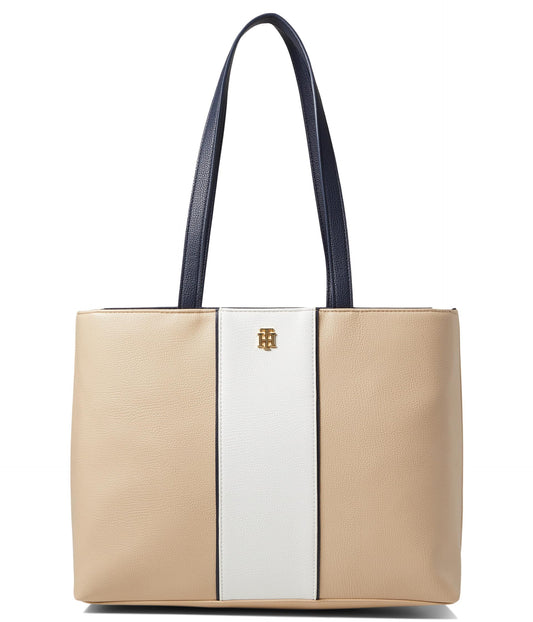 Tommy Hilfiger Chloe II Tote Fawn/White Greige/Tommy Navy One Size