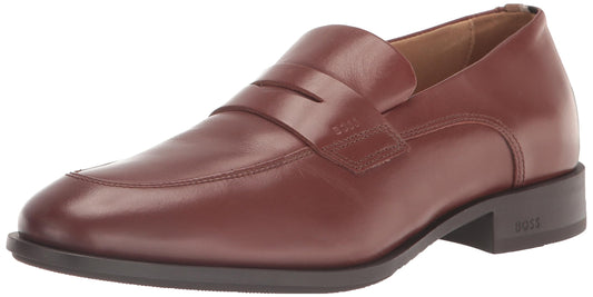 BOSS Smooth Leather Penny Loafer Dark Chestnut